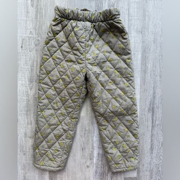 Zara Kids Girls 4-5 Years Quilted Jacket Pants Matching Set Floral Brown - Picture 7 of 9